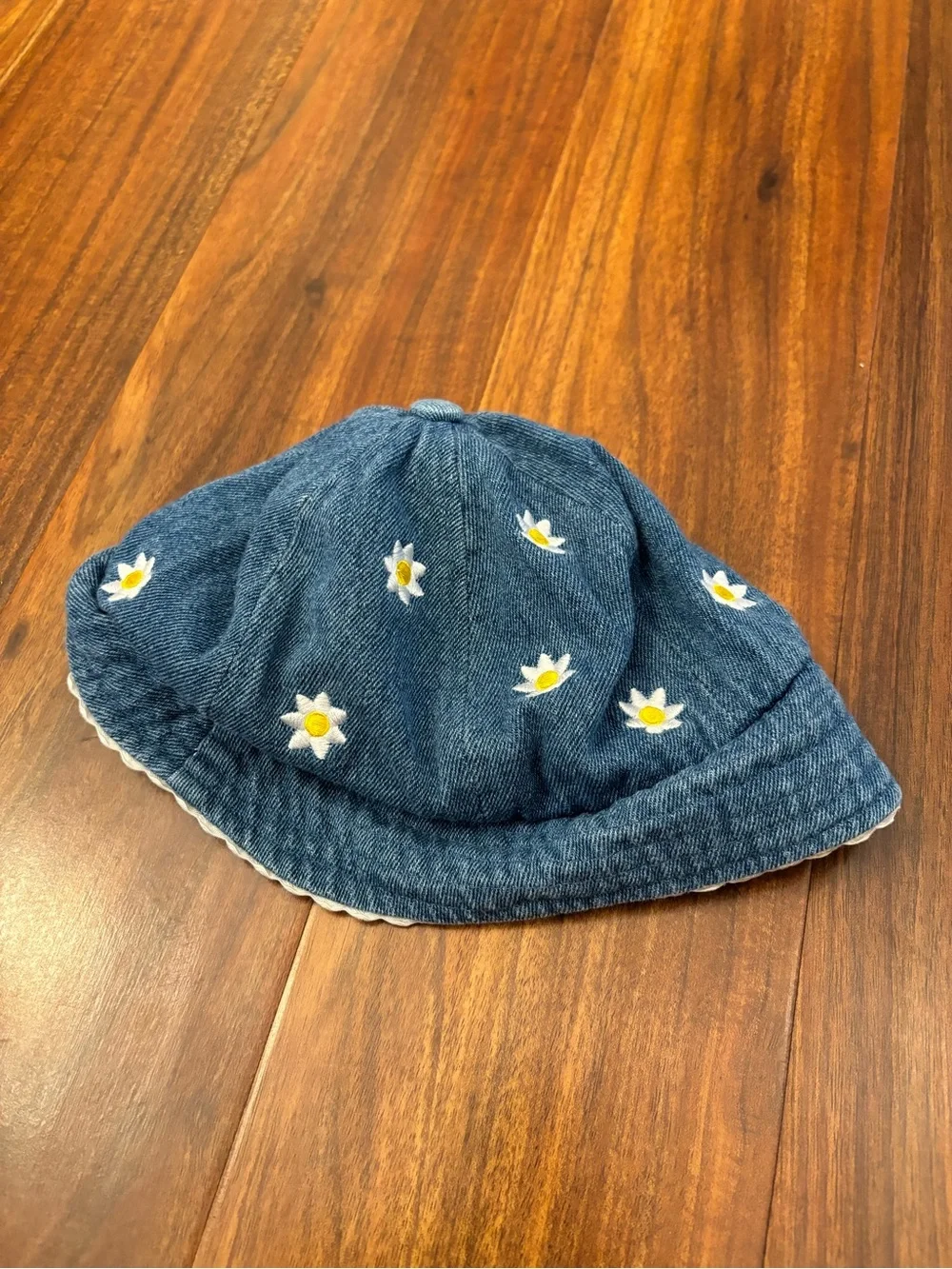 ABC Accessories Denim Embroidered Flowers Vintage Baby Hat